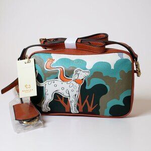 Radley & Friends Dalmatian Dog Print Leather Small Ziptop Crossbody Bag